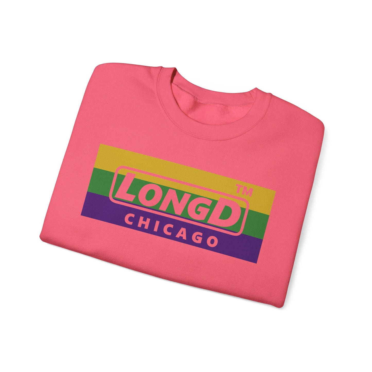 LongD negative striped Chicago logo crewneck sweatshirt