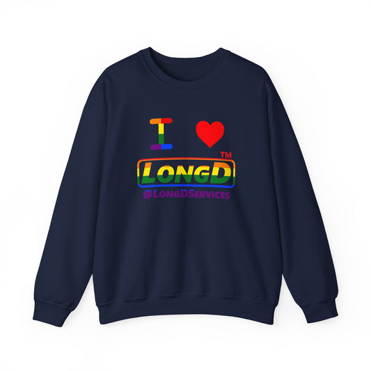 I Luv LongD positive horizontal striped tag logo crewneck sweatshirt (Pride colors)