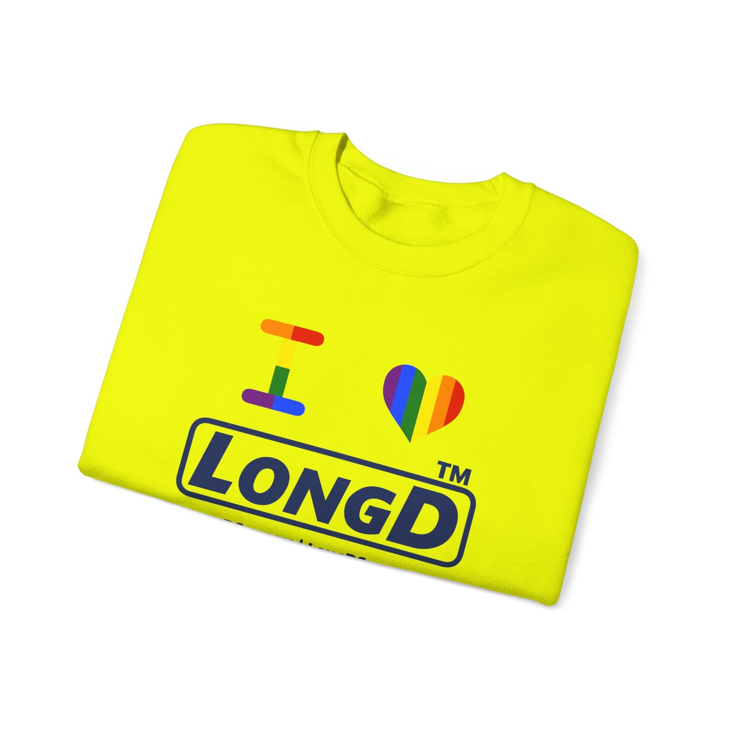 I Luv LongD official basic tag-domain logo crewneck sweatshirt with Pride heart