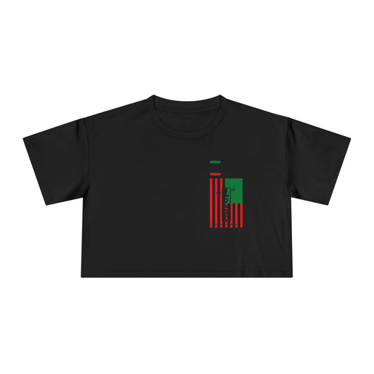 I fist LongD negative flag upright single-breasted tag-domain logo crop tee (Juneteenth colors)