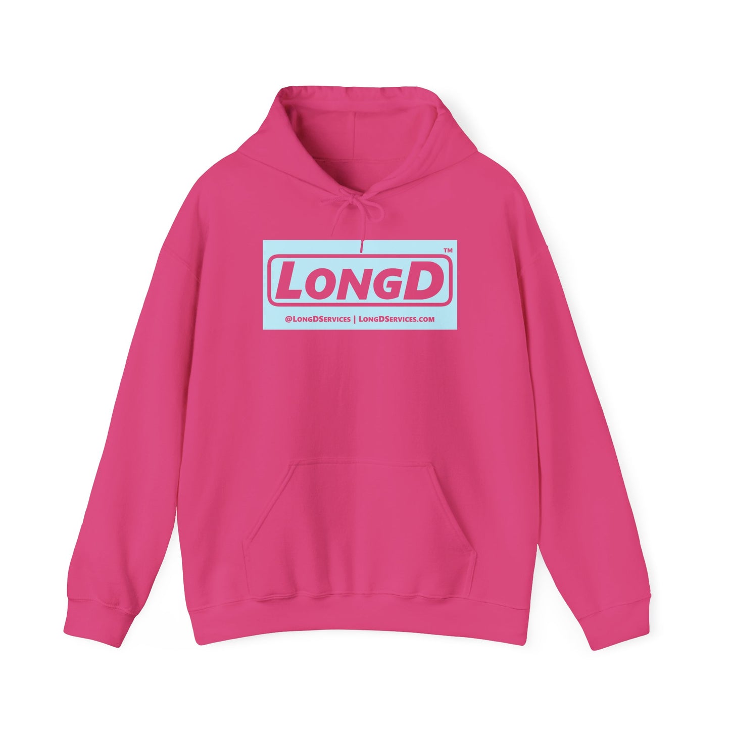 LongD® Logo Hoodie pastel negative blue text