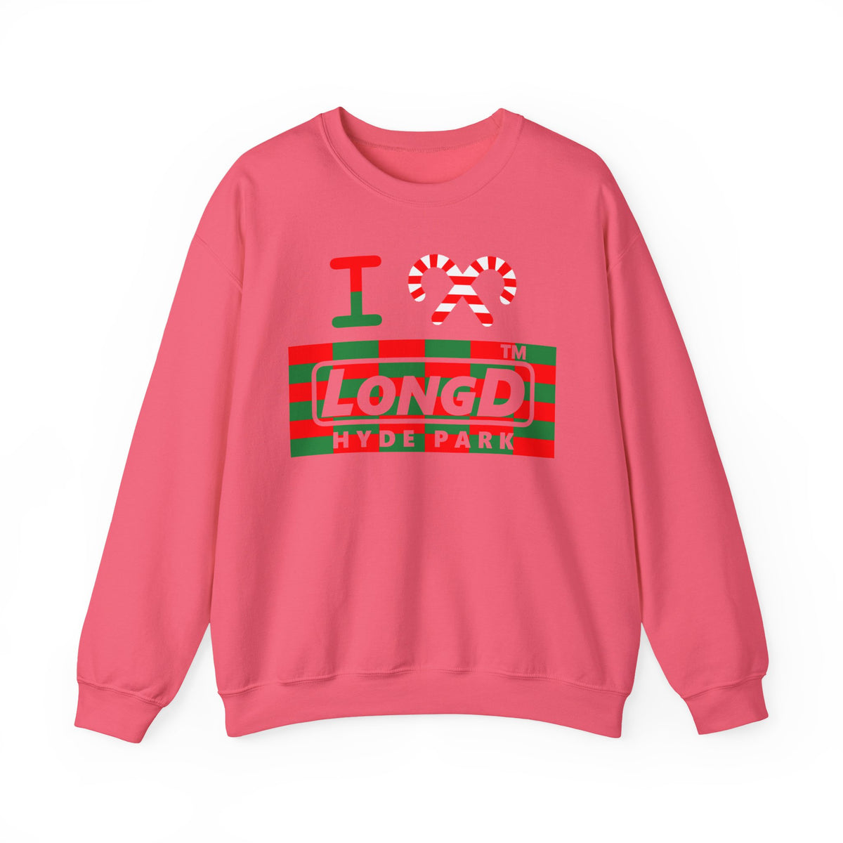 I candy cane LongD Hyde Park negative tiled logo crewneck sweatshirt