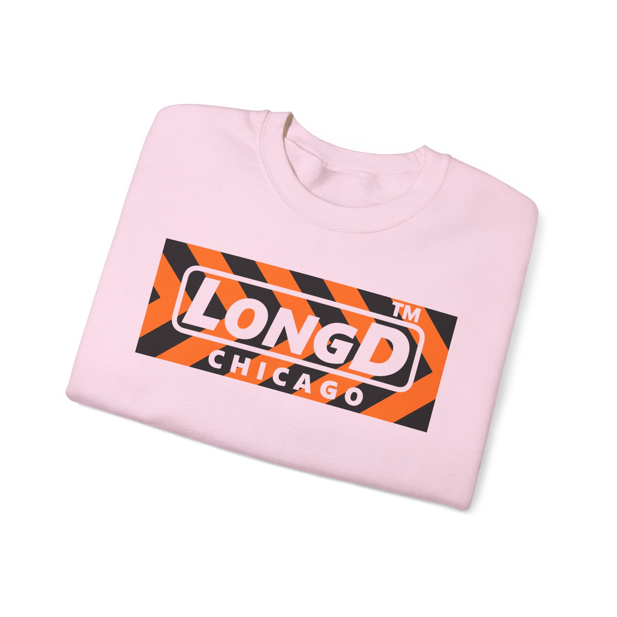 LongD Chicago negative forward chevron logo (Halloween colors) crewneck sweatshirt