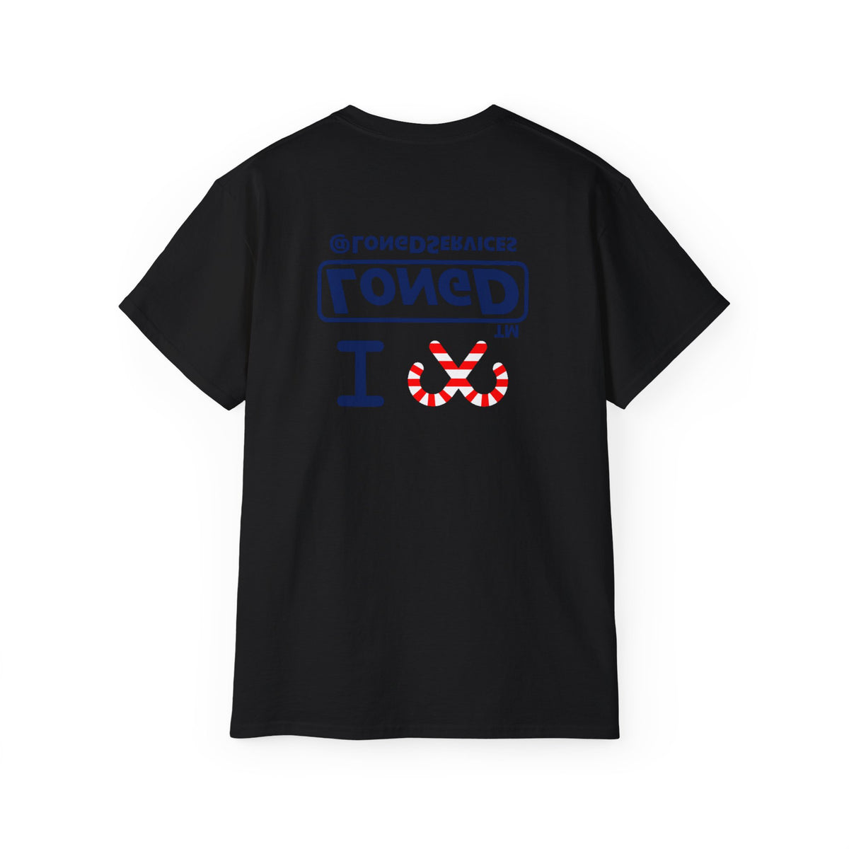I candy cane LongD Tag positive official basic navy front-back logo cotton tee