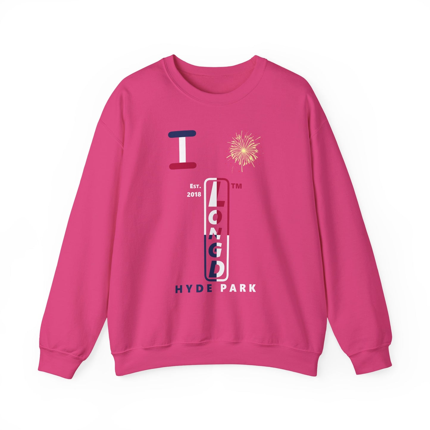 I Burst LongD positive quarters Hyde Park upright logo crewneck sweatshirt