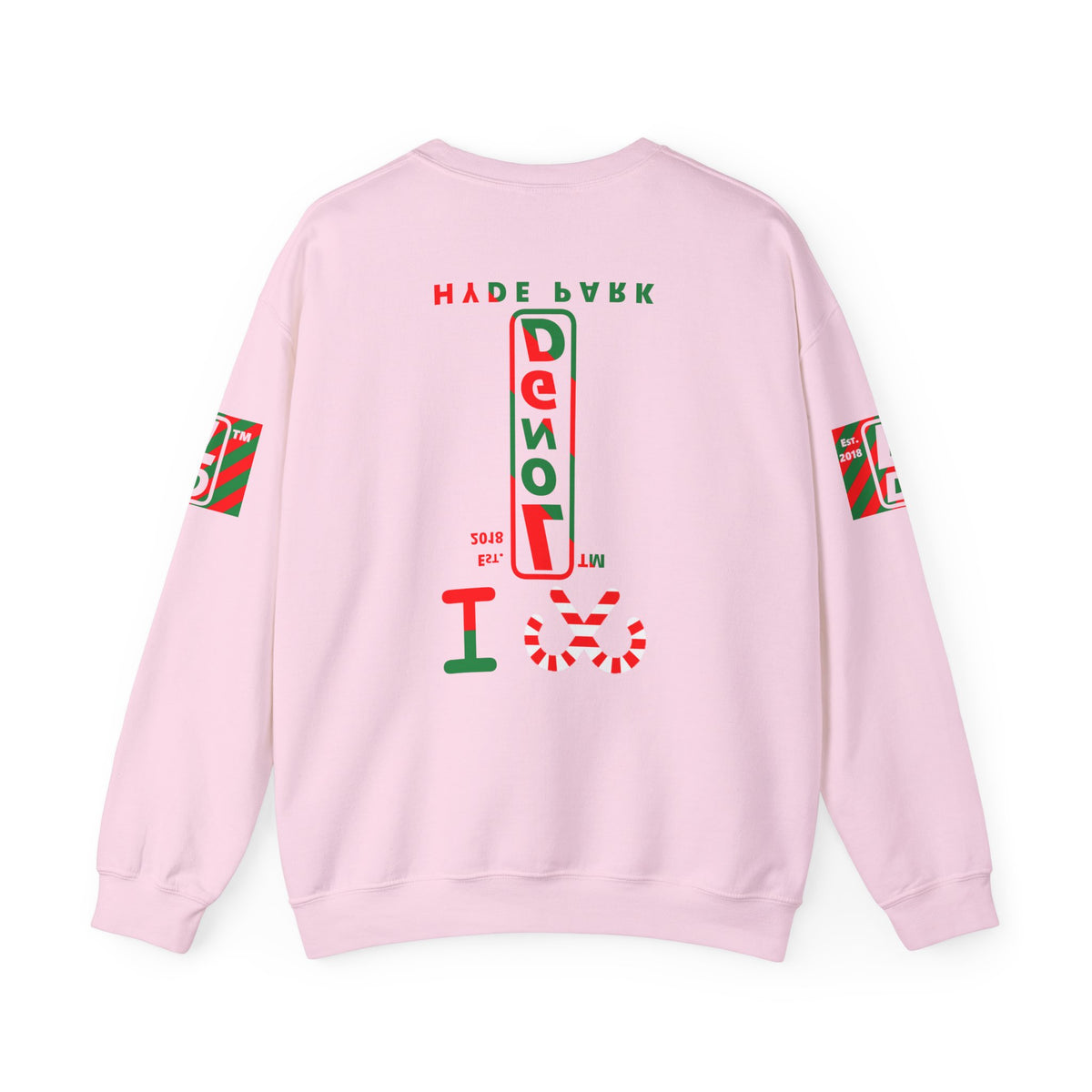 I candy cane LongD Hyde Park positive upright pixel-weighted 4-striped 4-print logo crewneck sweatshirt