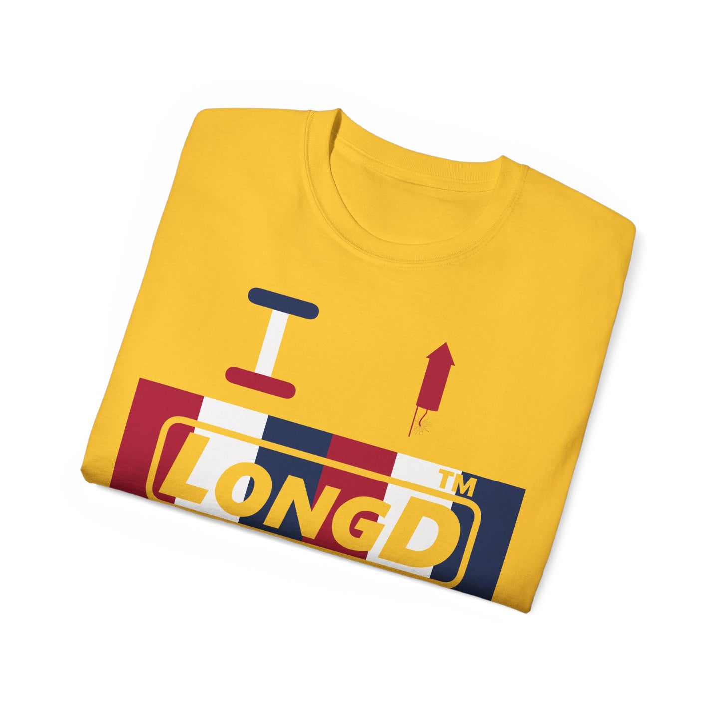 I firecracker LongD negative vertical 6-striped tag logo cotton tee