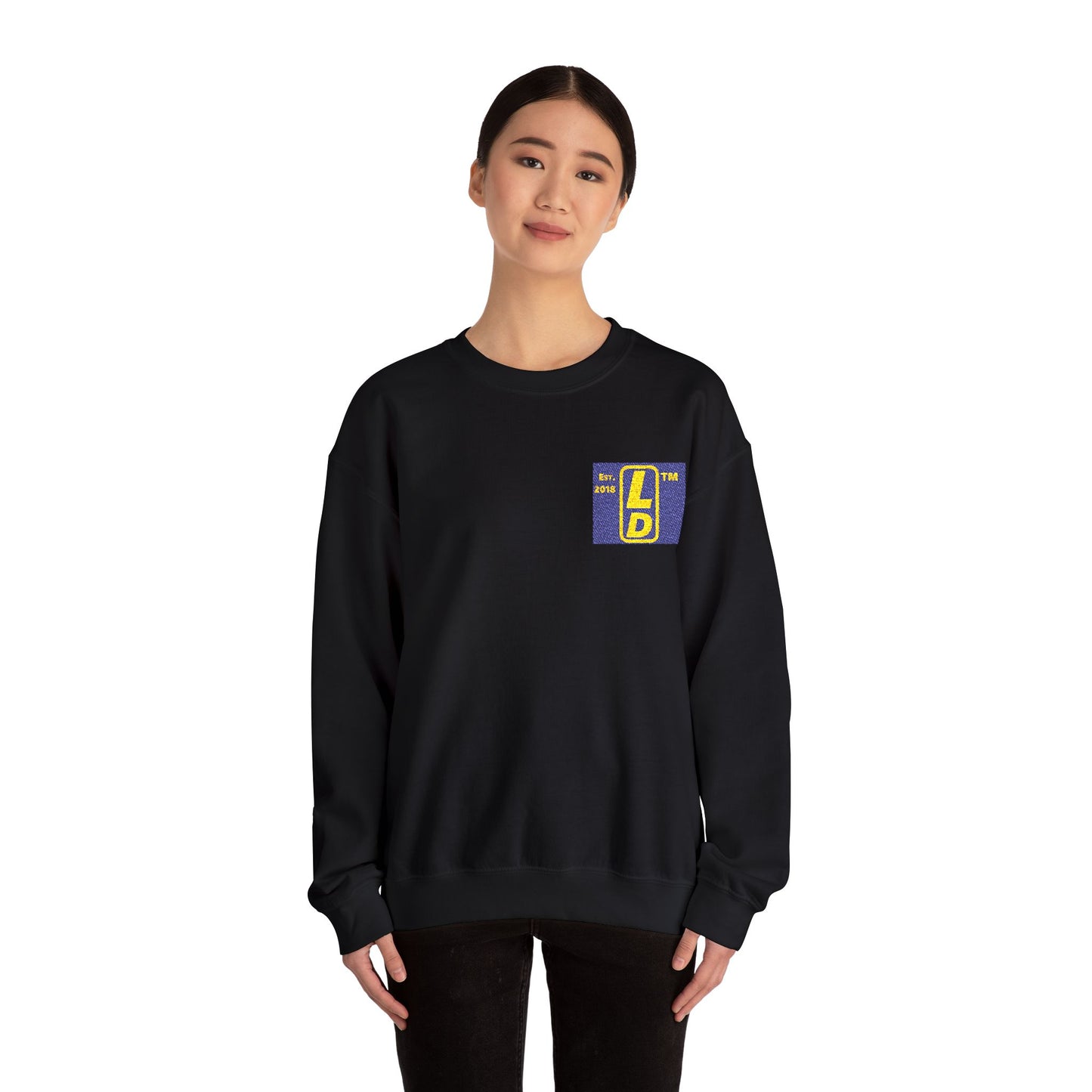 Embroidered Unisex Heavy Blend™ Crewneck Sweatshirt reverse logo upright initials