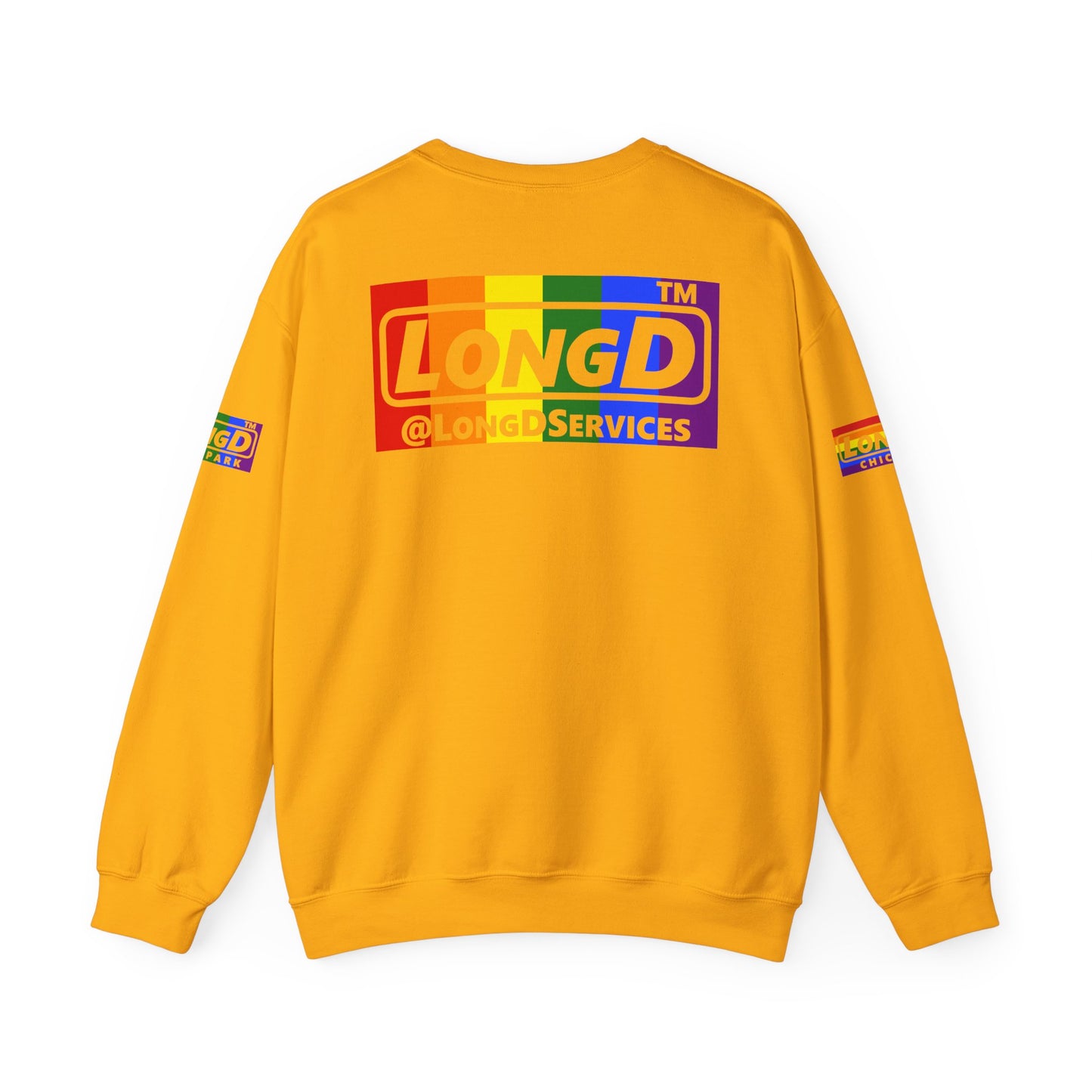 LongD official basic 4-print Hyde Park logo crewneck sweatshirt with Pride heart