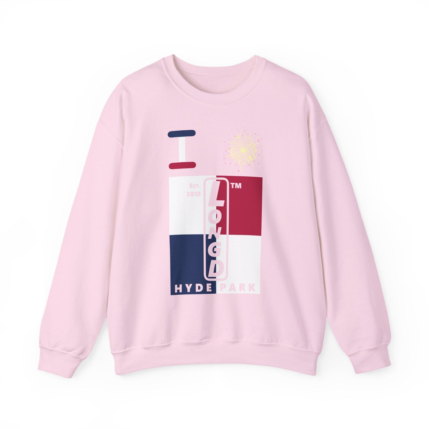 I Burst LongD negative quarters Hyde Park upright logo crewneck sweatshirt