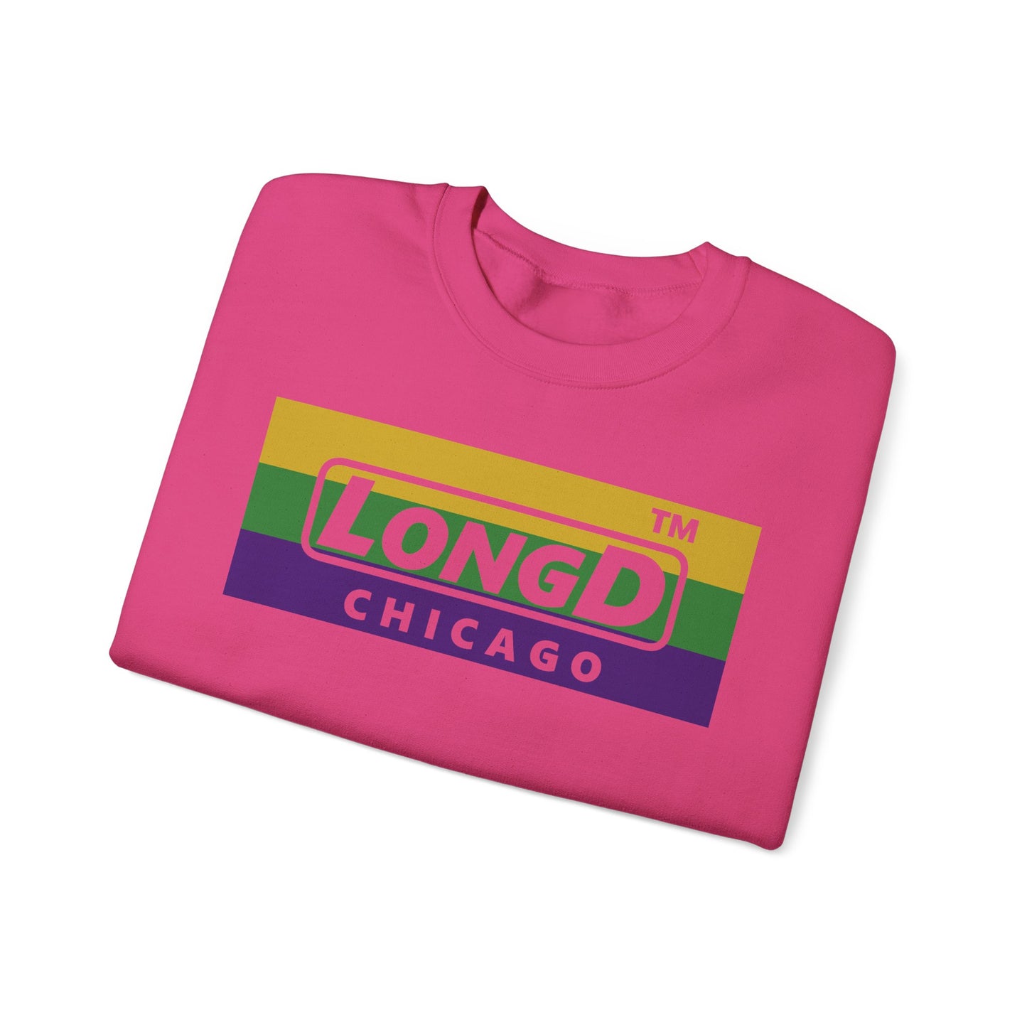 LongD negative striped Chicago logo crewneck sweatshirt