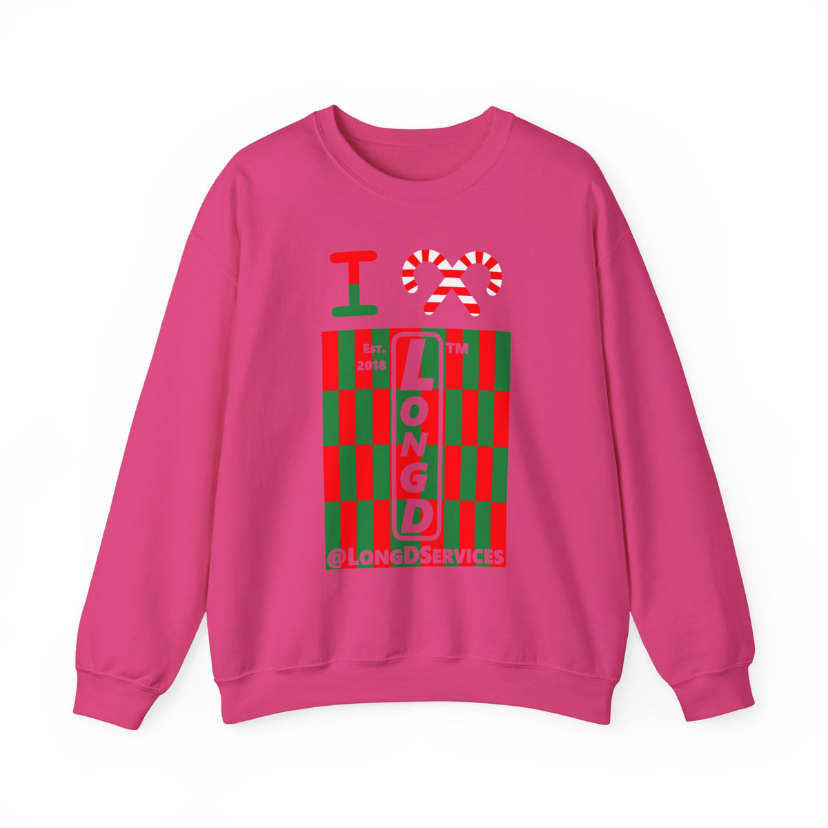 I candy cane LongD Tag negative upright tiled logo crewneck sweatshirt