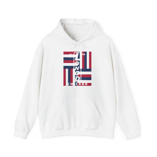 LongD® negative windmill upright Chicago logo hoodie