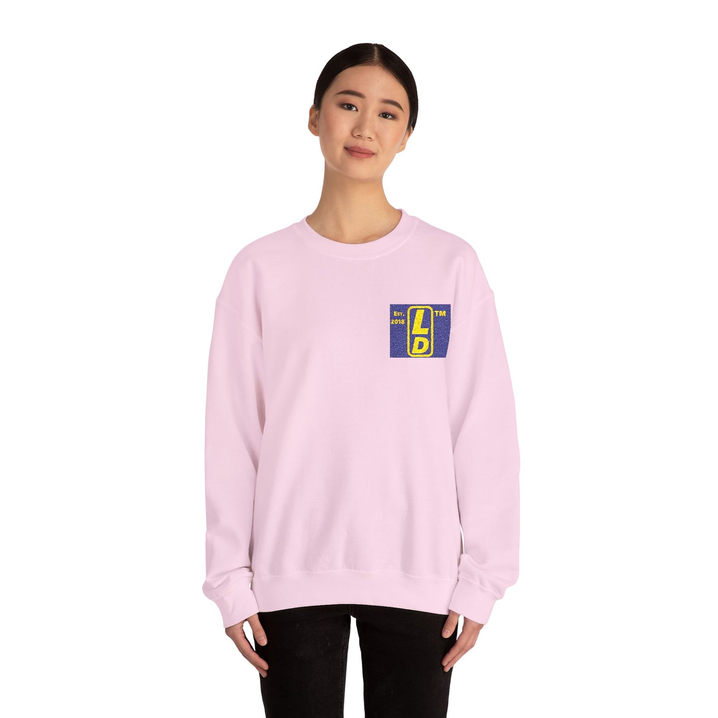 Embroidered Unisex Heavy Blend™ Crewneck Sweatshirt reverse logo upright initials
