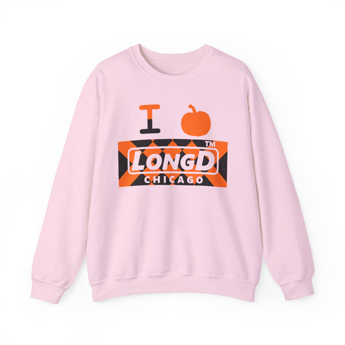 I pumpkin LongD Chicago negative stylized argyle logo crewneck sweatshirt