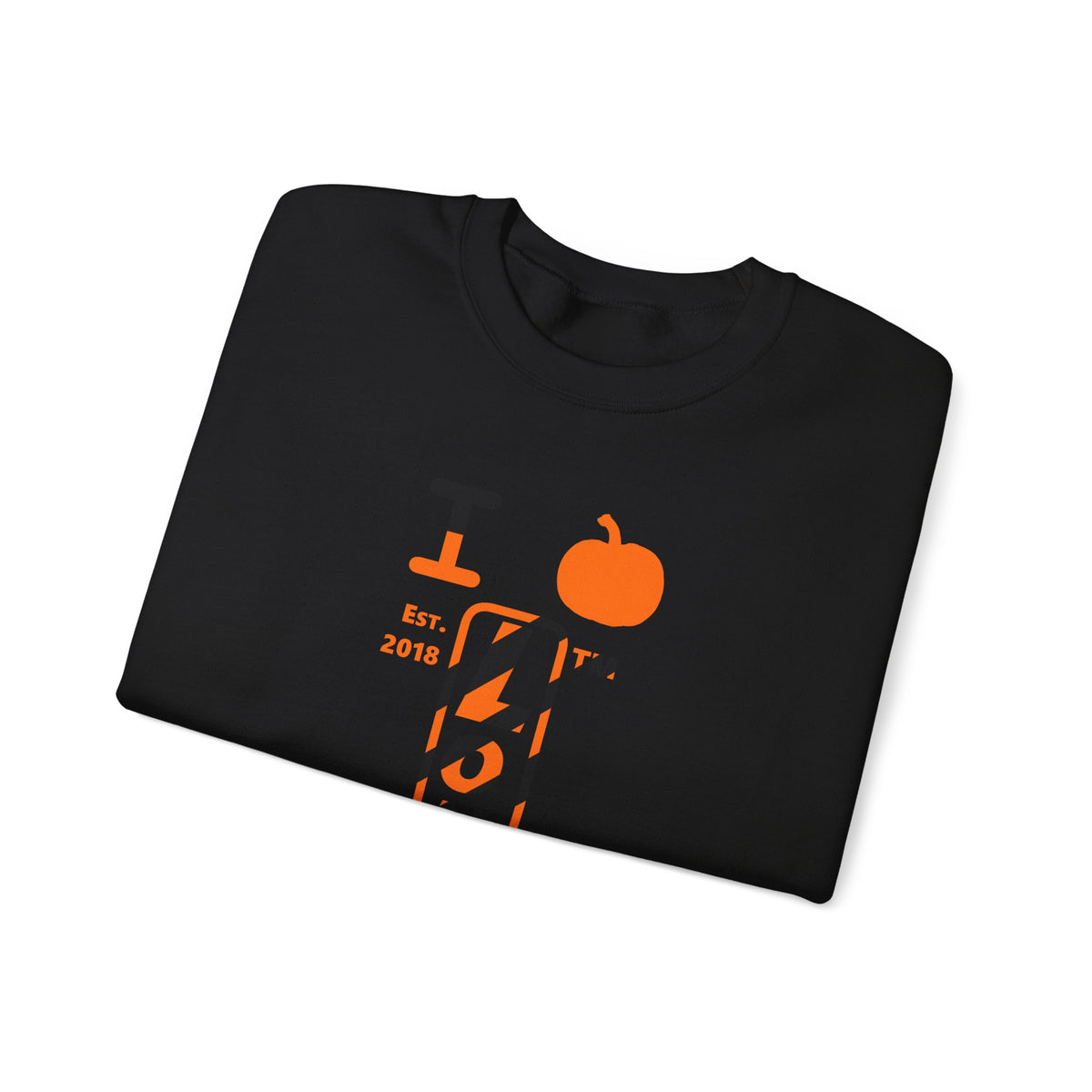 I pumpkin LongD Chicago positive upright pixel-weighted 12-striped logo crewneck sweatshirt