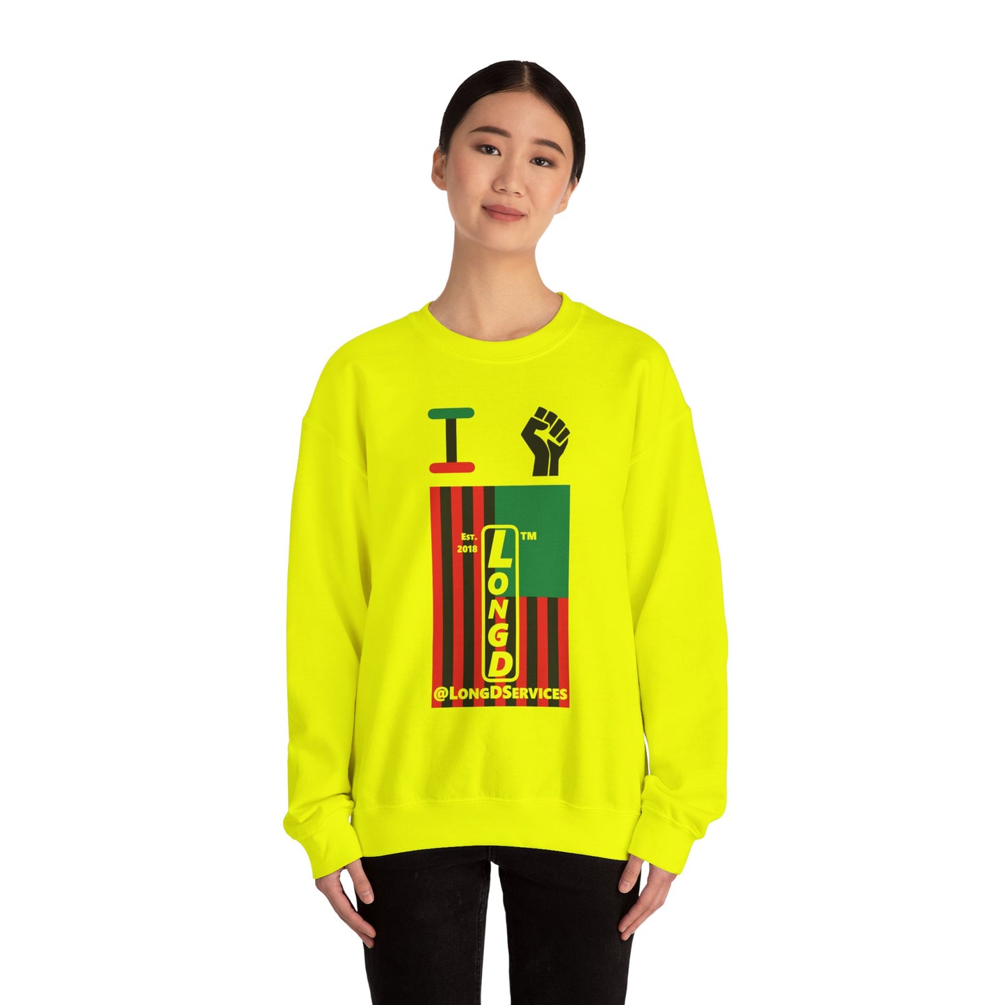 I Fist LongD negative flag tag upright logo crewneck sweatshirt