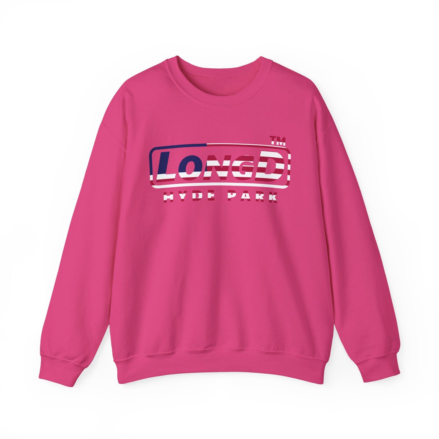 LongD positive flag Hyde Park logo crewneck sweatshirt (patriotic colors)