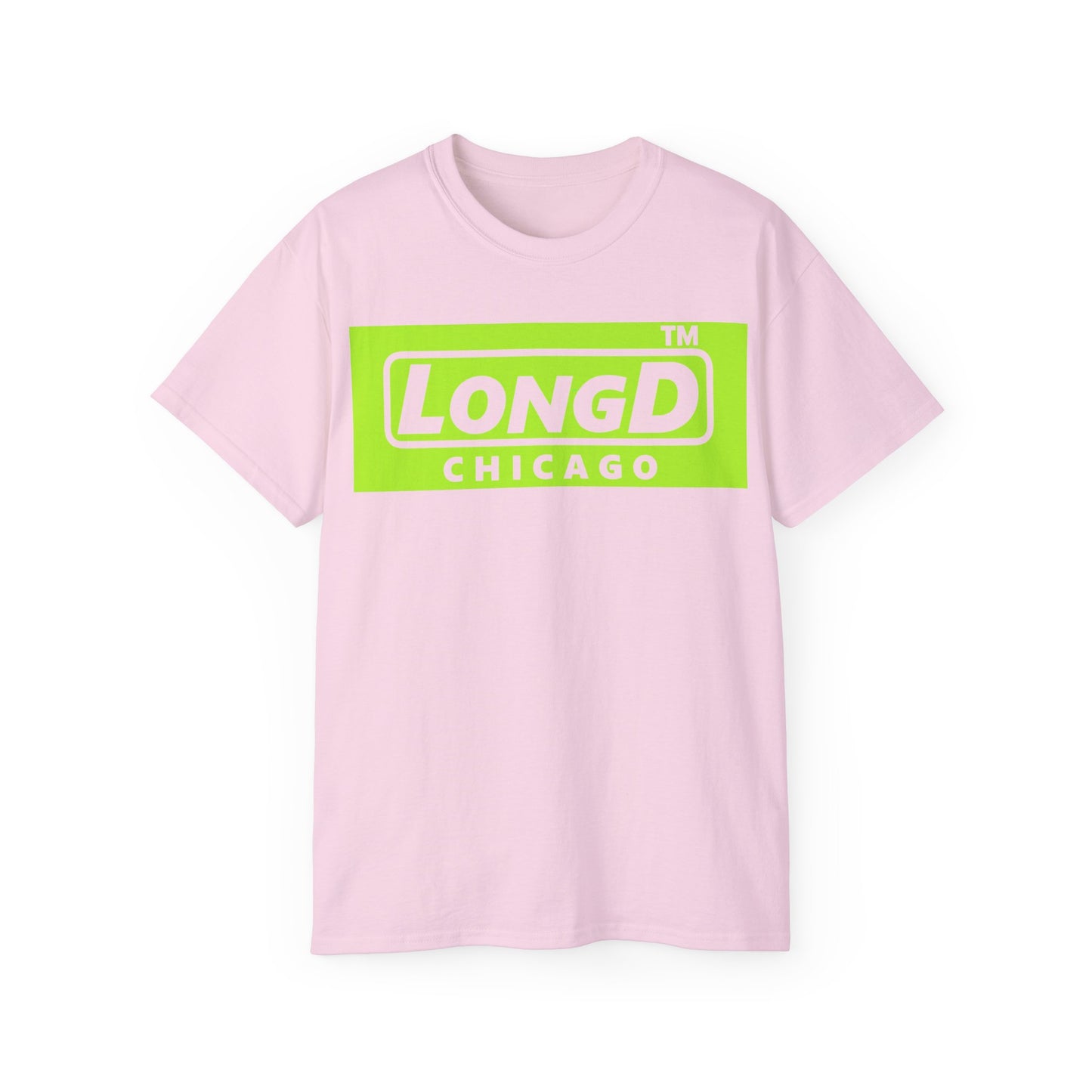 LongD® negative lime green Chicago Logo Cotton Tee