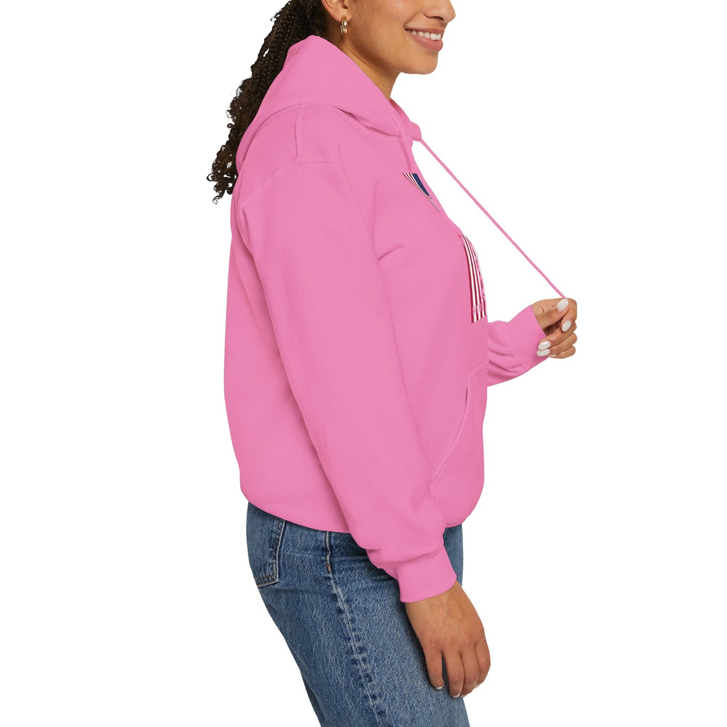 LongD® negative cropped flag upright Hyde Park logo hoodie (Patriotic colors)