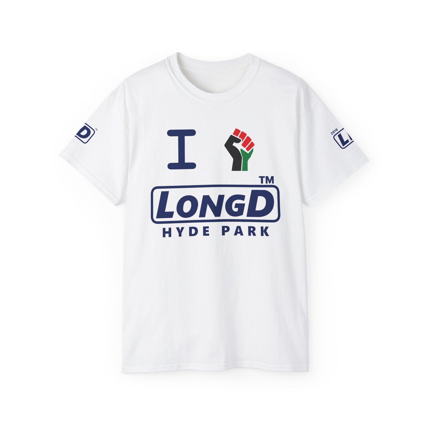 I fist LongD official Hyde Park logo 4-print cotton tee with multicolored fist