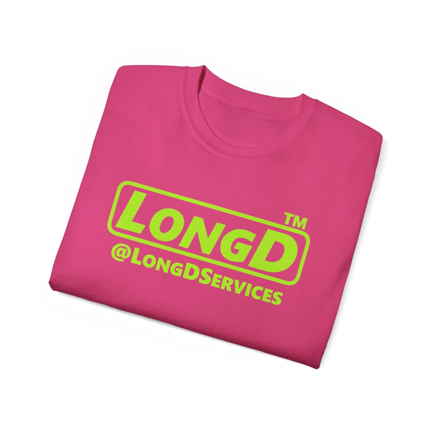 LongD® positive lime green Tag Logo Cotton Tee