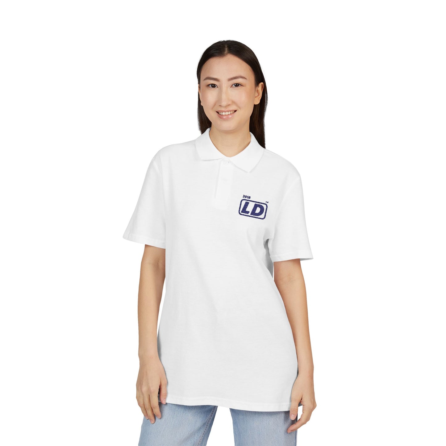Embroidered LongD basic logo initials polo shirt
