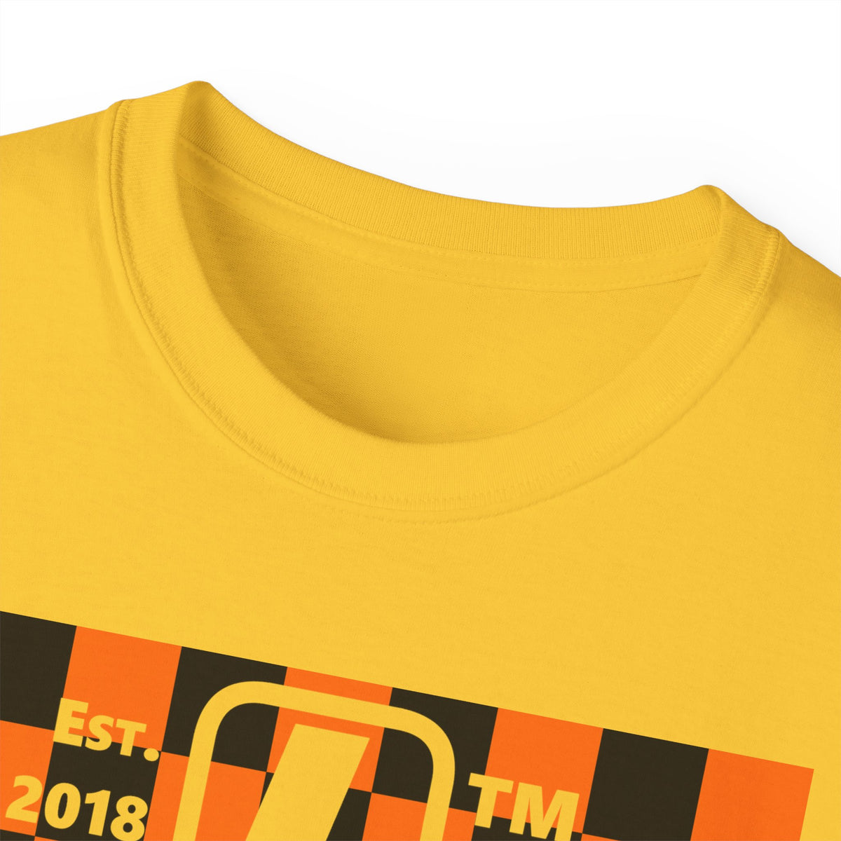 LongD Hyde Park negative upright checkered logo (Halloween colors) cotton tee