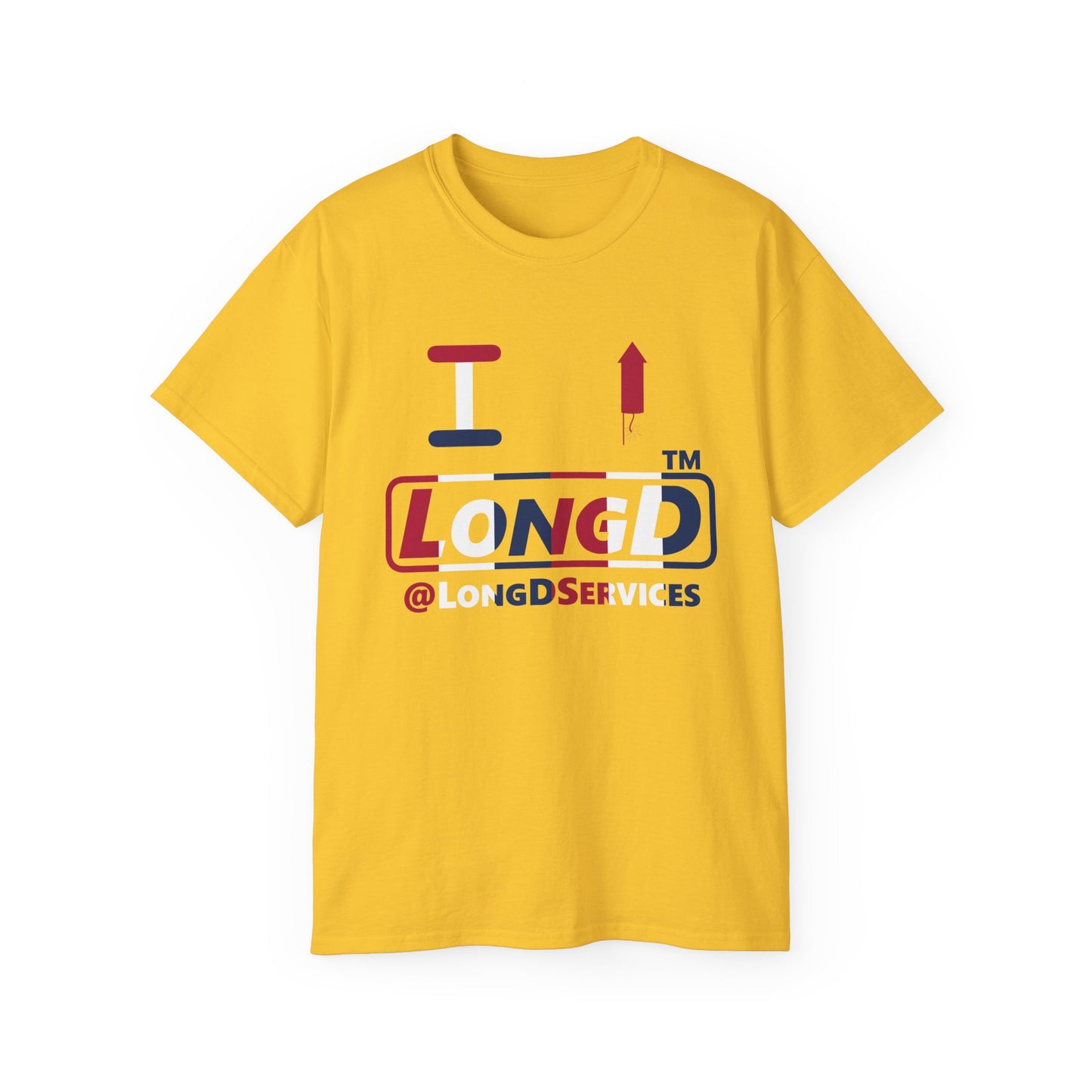 I firecracker LongD positive vertical 6-striped tag logo cotton tee