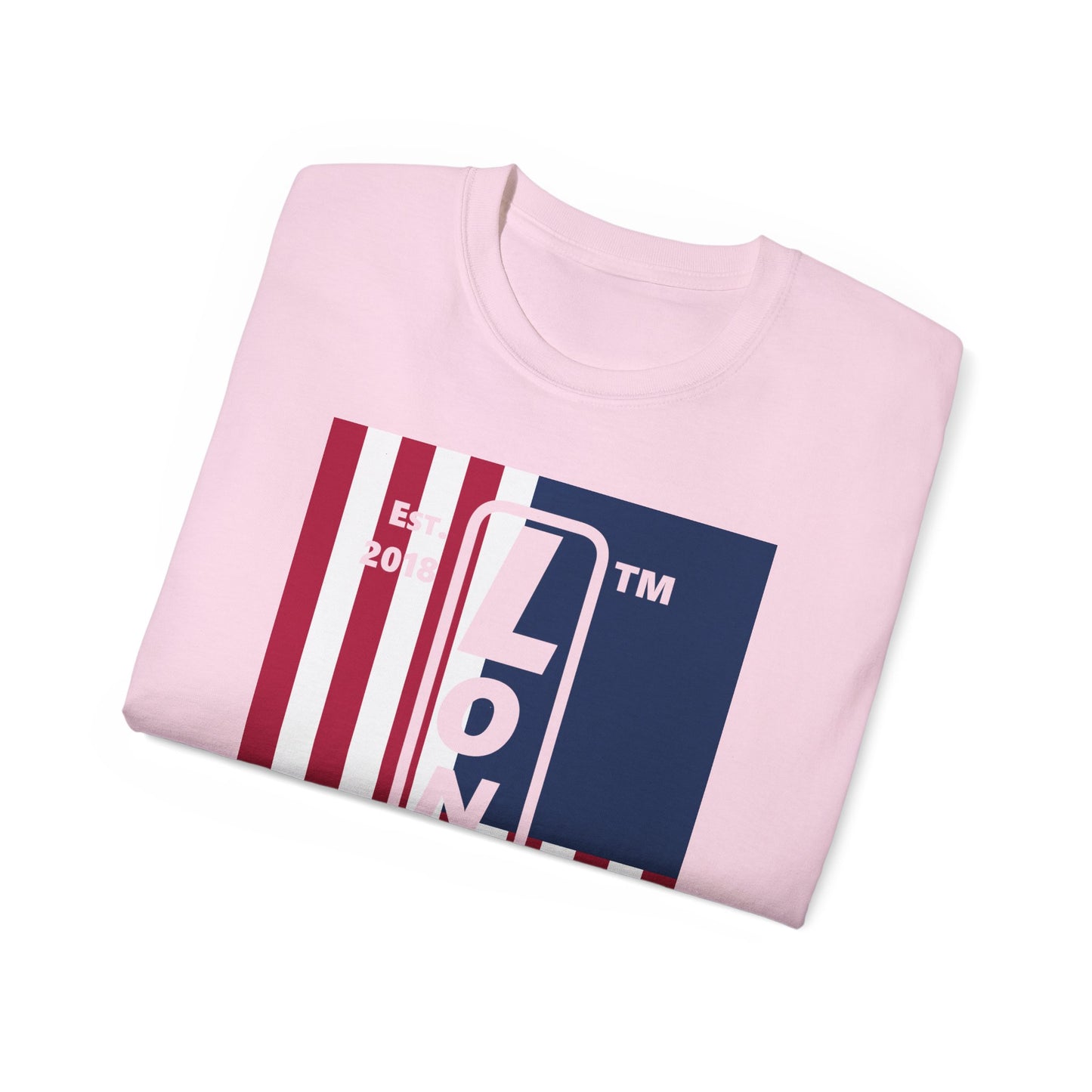 LongD cotton tee negative cropped flag Chicago upright logo (Patriotic colors)