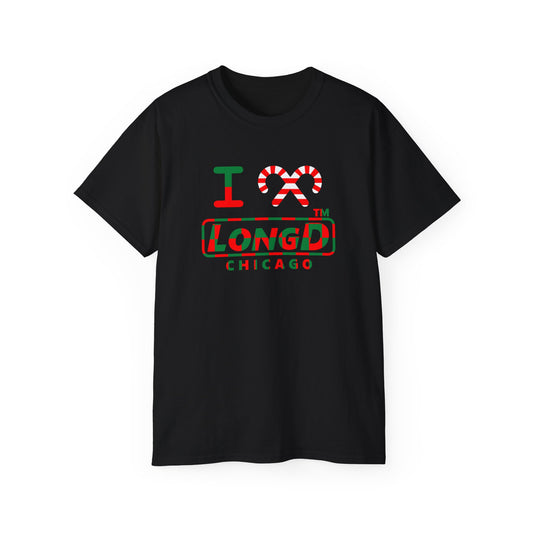 I candy cane LongD Chicago positive checkered logo cotton tee