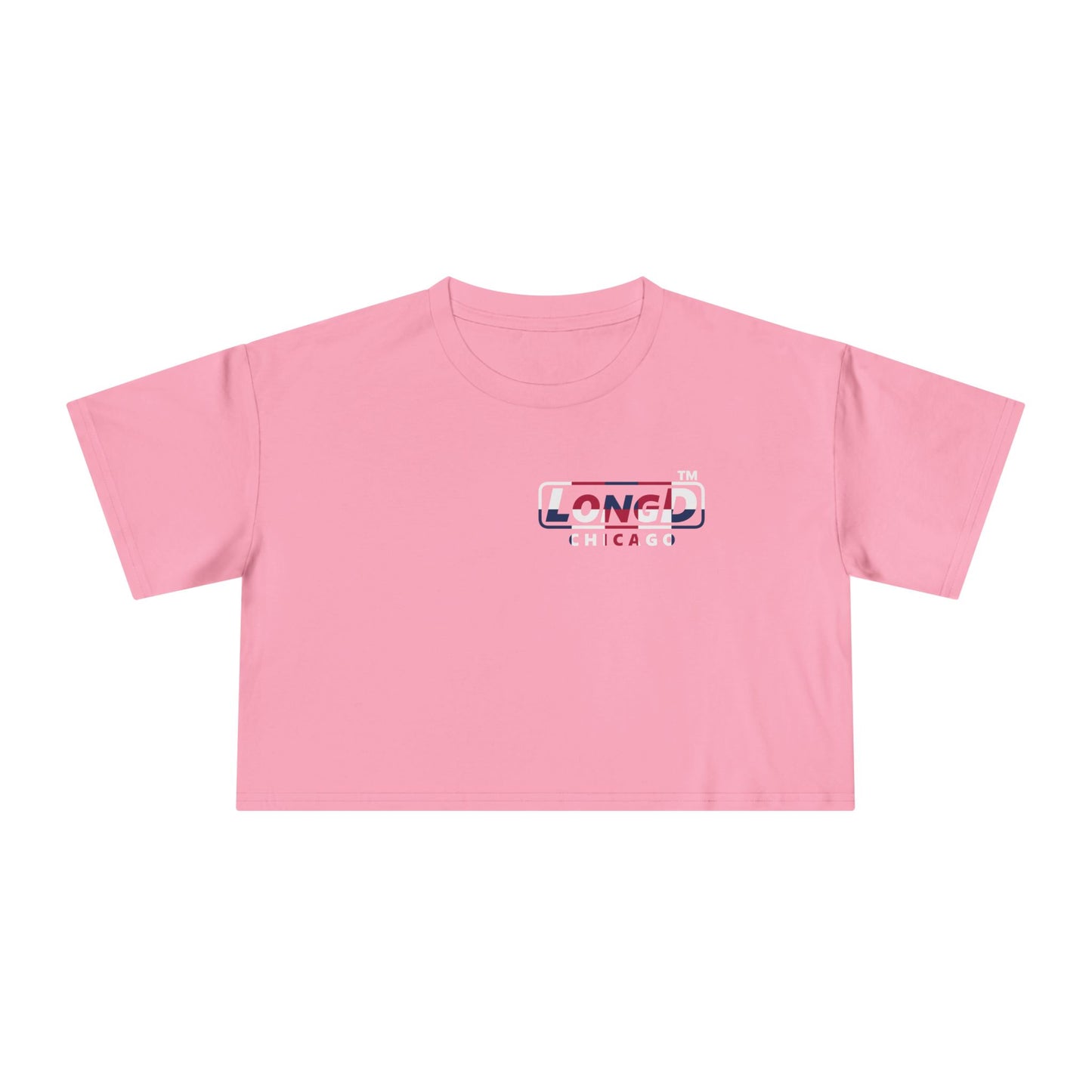 LongD positive 2x5 single-breasted front-back Chicago Logo Crop Tee (Patriotic colors)