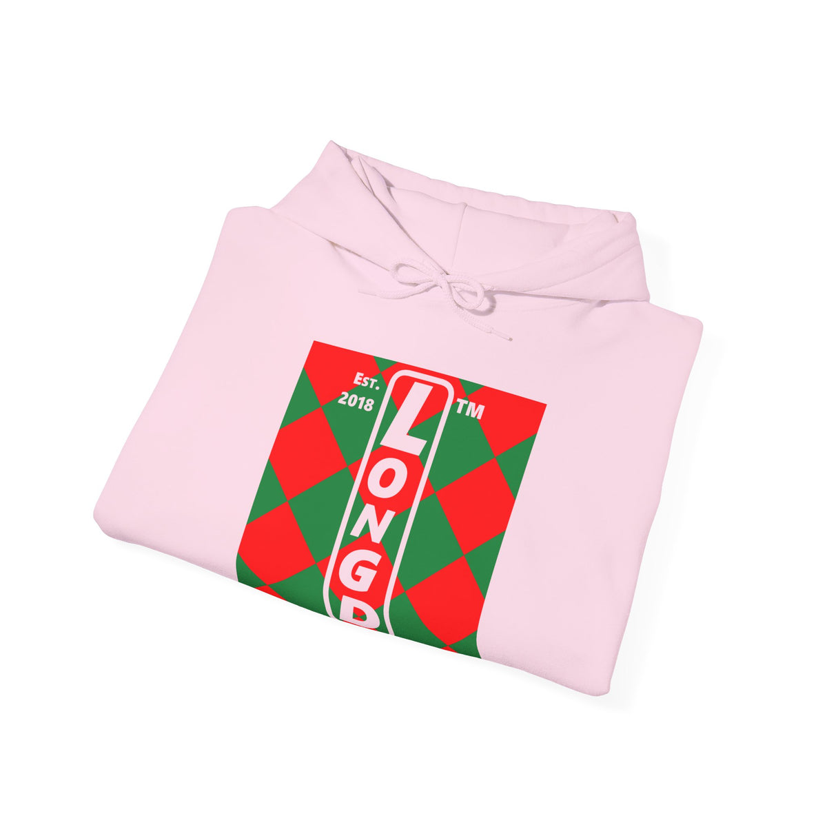 LongD Hyde Park negative upright argyle logo (Xmas colors) hoodie