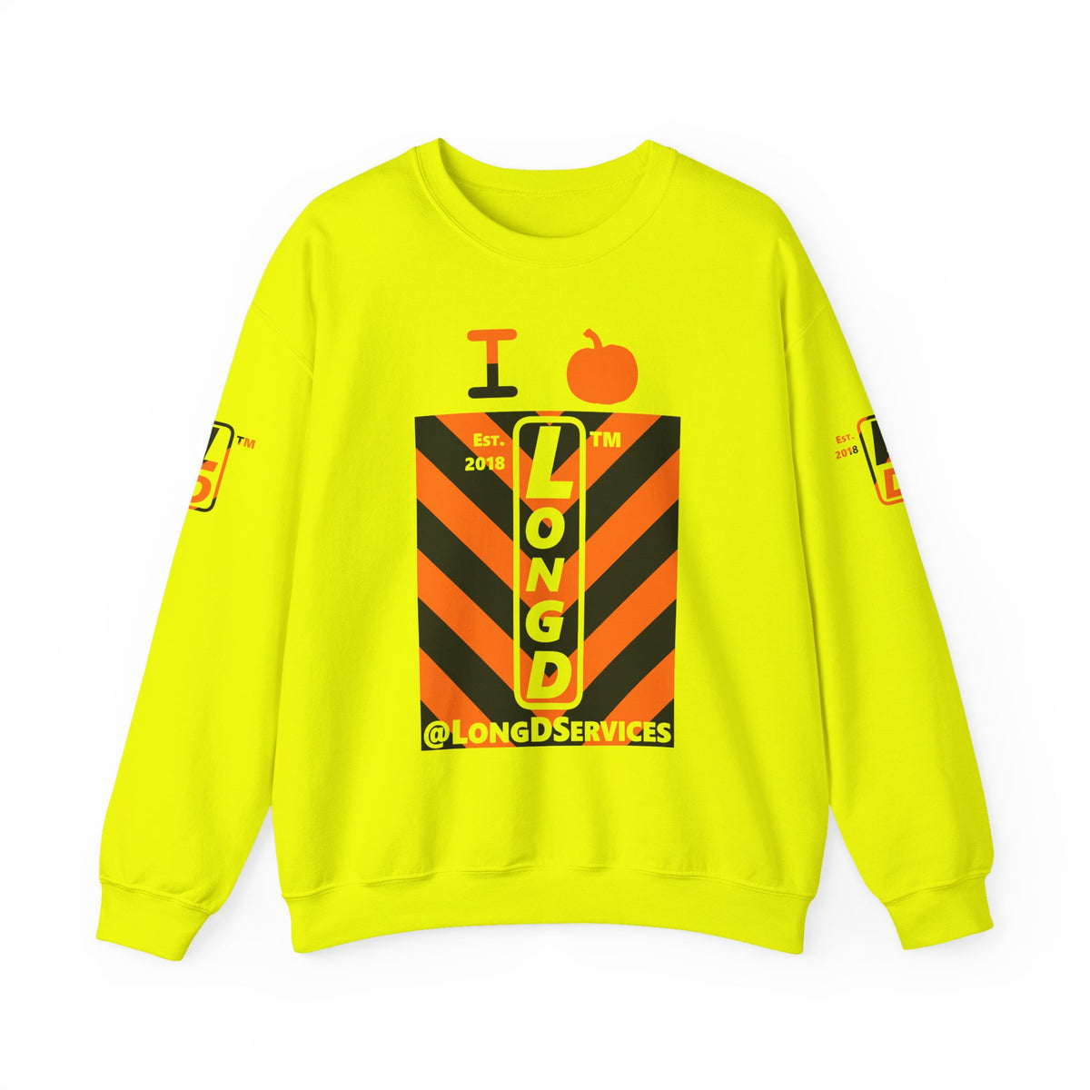 I pumpkin LongD Tag negative upright downward chevron 4-print logo crewneck sweatshirt