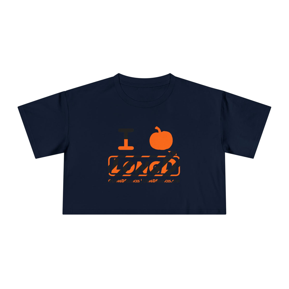 I pumpkin LongD Tag-domain positive 12-striped logo crop tee
