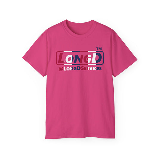 LongD positive vertical 6-striped tag logo cotton tee (patriotic colors)