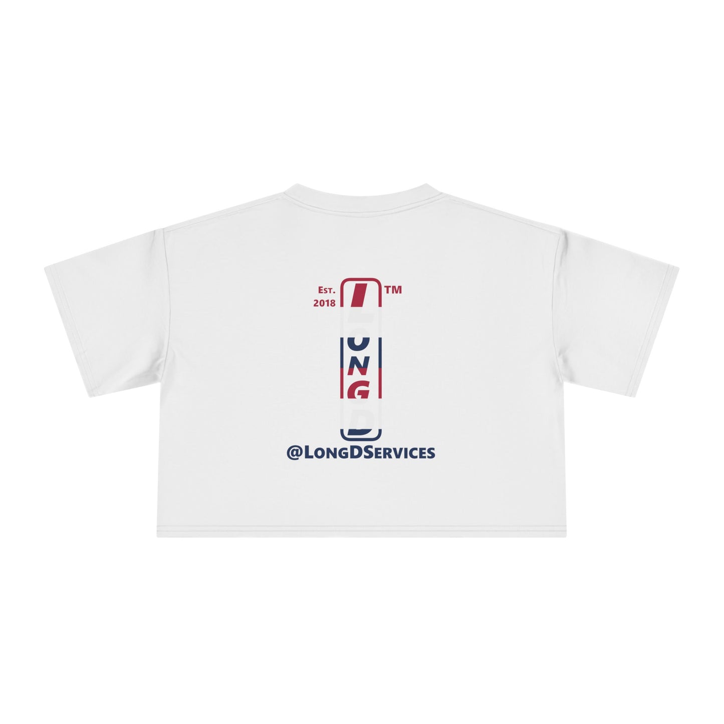 I burst LongD positive horizontal 6-striped single-breasted upright front-back tag logo crop tee