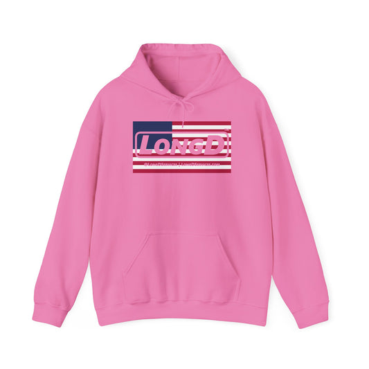 LongD® Logo Hoodie red, white and blue negative flag
