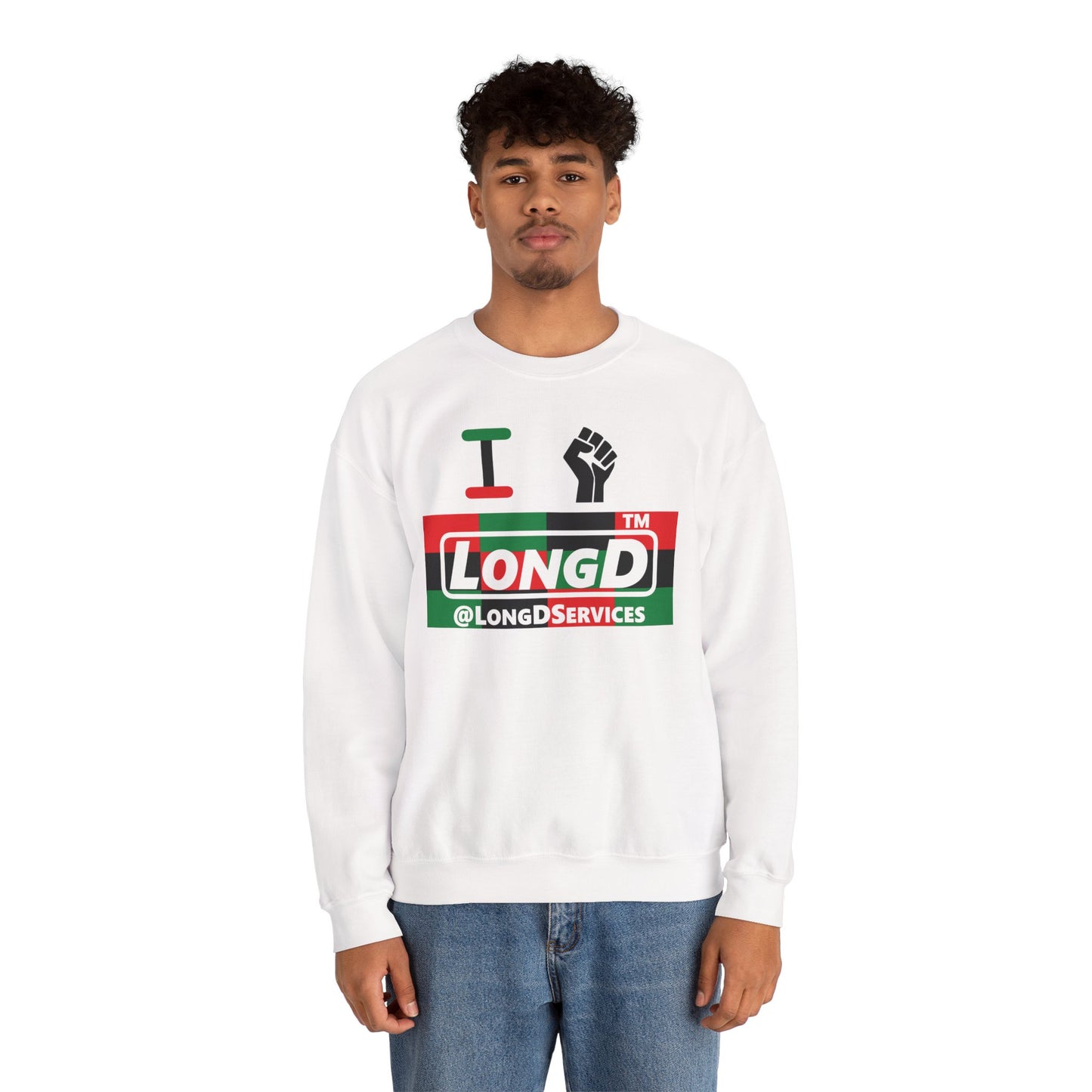 I fist LongD negative 3x4 tag logo crewneck sweatshirt