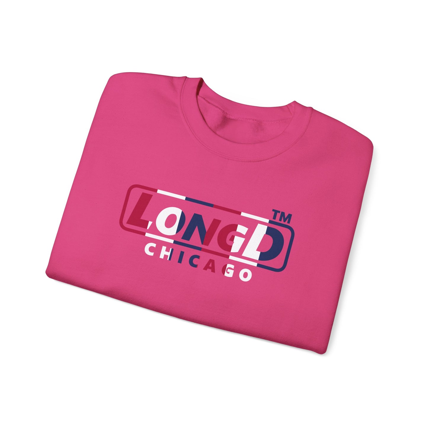 LongD positive vertical 6-striped Chicago logo crewneck sweatshirt (patriotic colors)