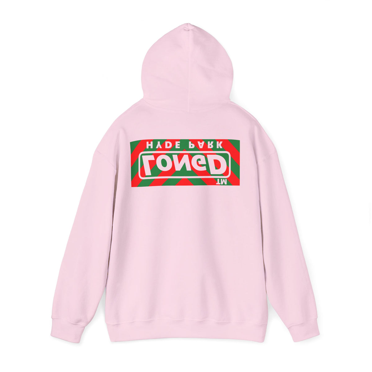 LongD Hyde Park negative downward chevron front-back logo (Xmas colors) hoodie
