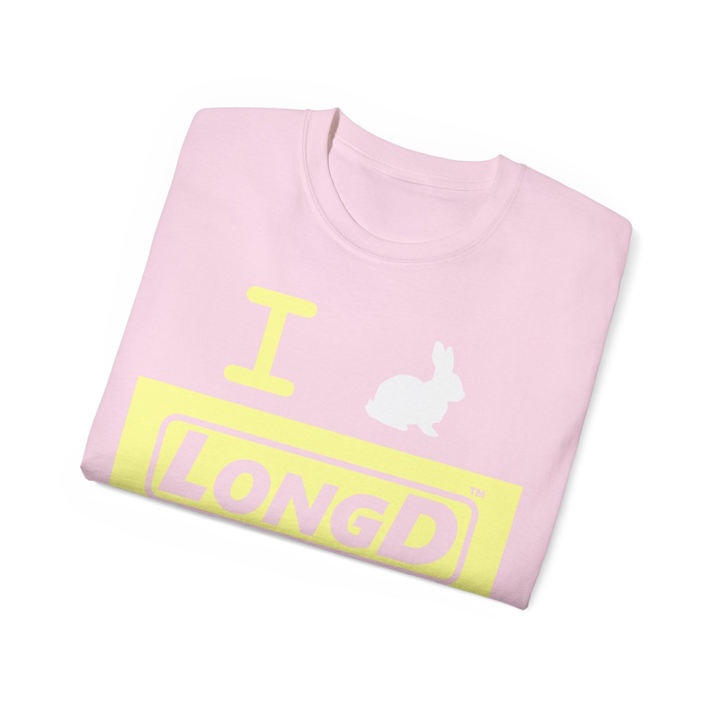I Bunny LongD® Logo Cotton Tee Easter pastel yellow negative text (white Easter Bunny)