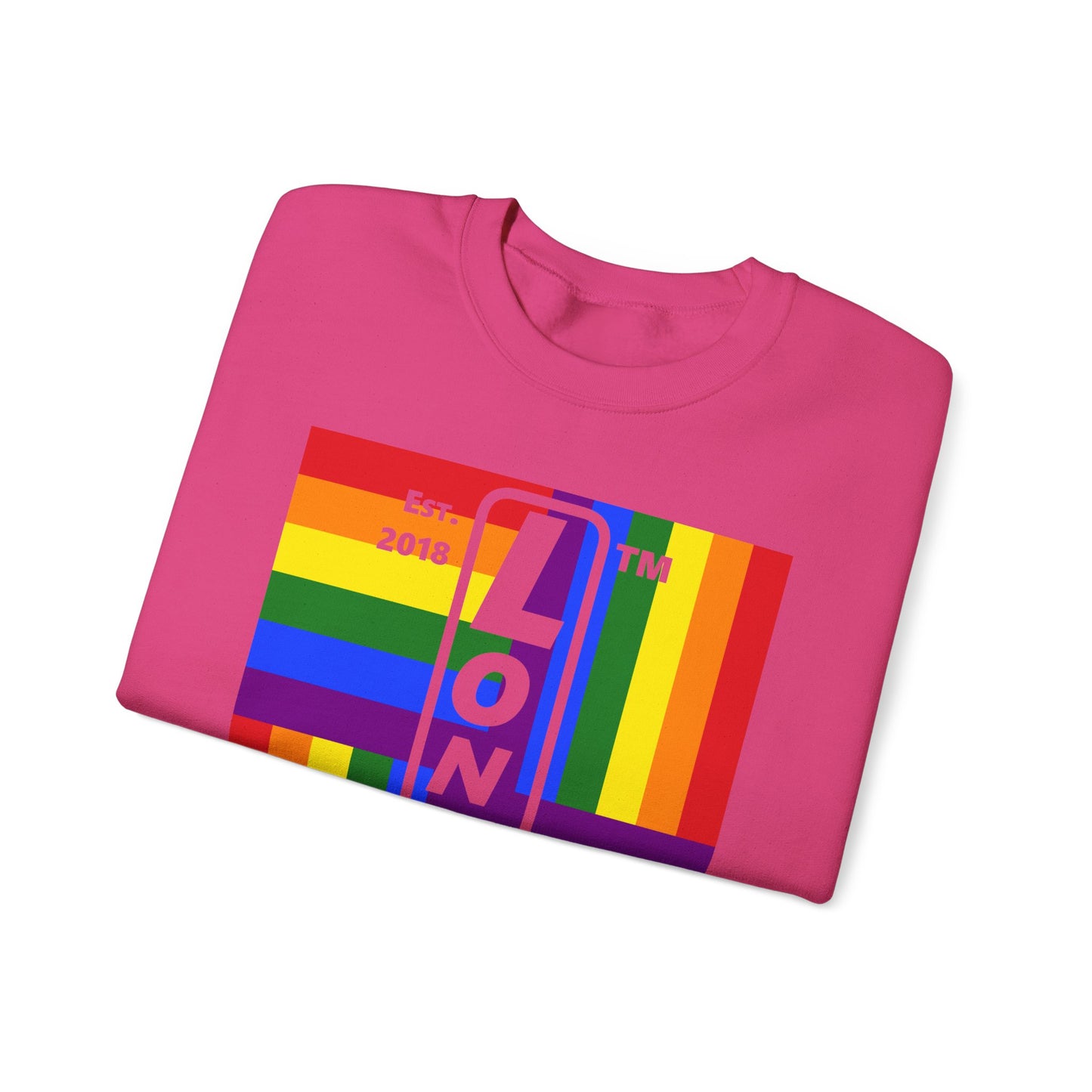 LongD negative windmill Hyde Park upright logo crewneck sweatshirt (Pride colors)