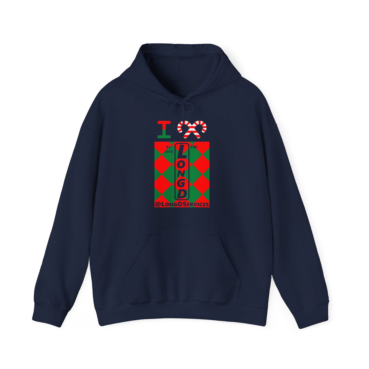 I candy cane LongD Tag negative upright argyle logo hoodie