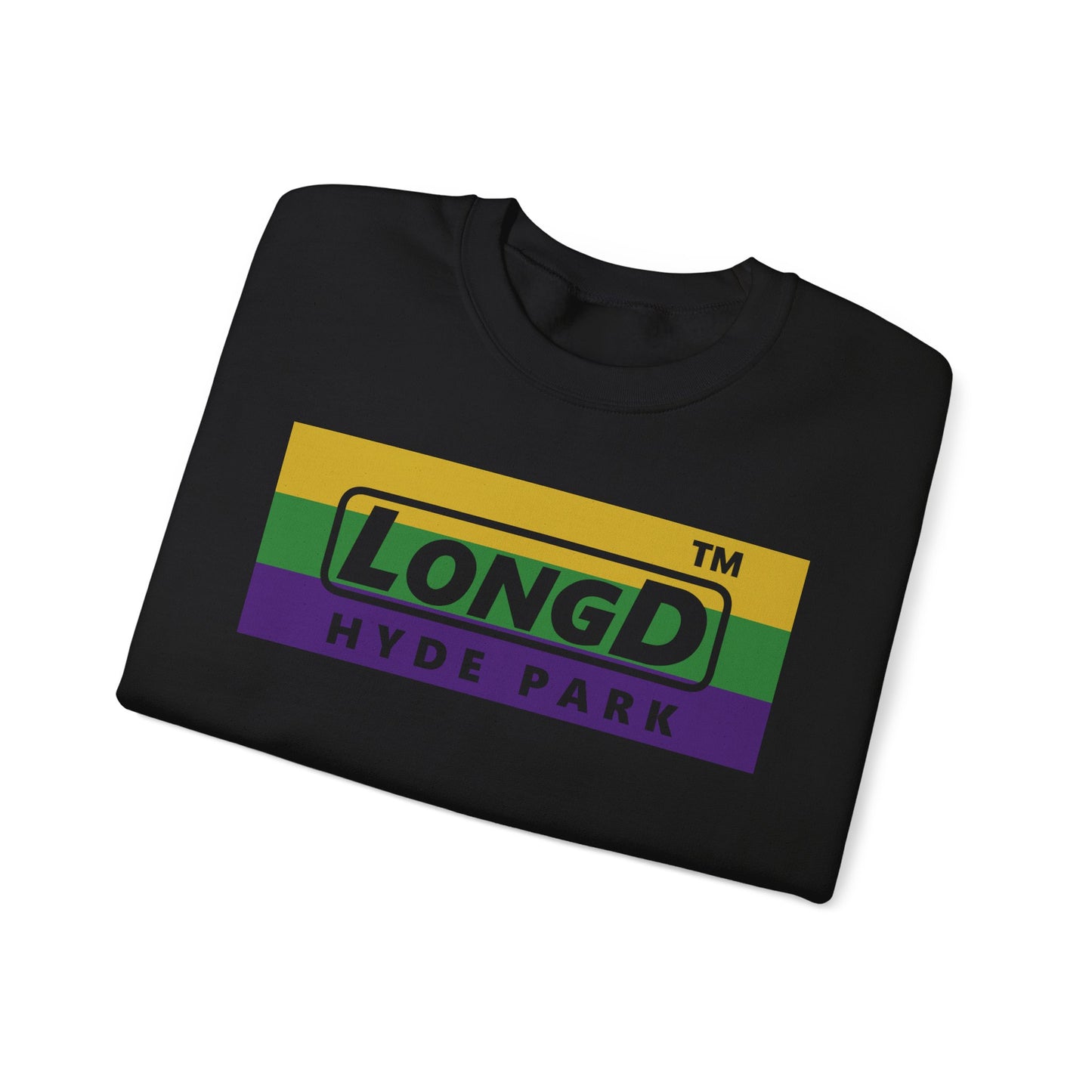 LongD negative striped Hyde Park logo crewneck sweatshirt