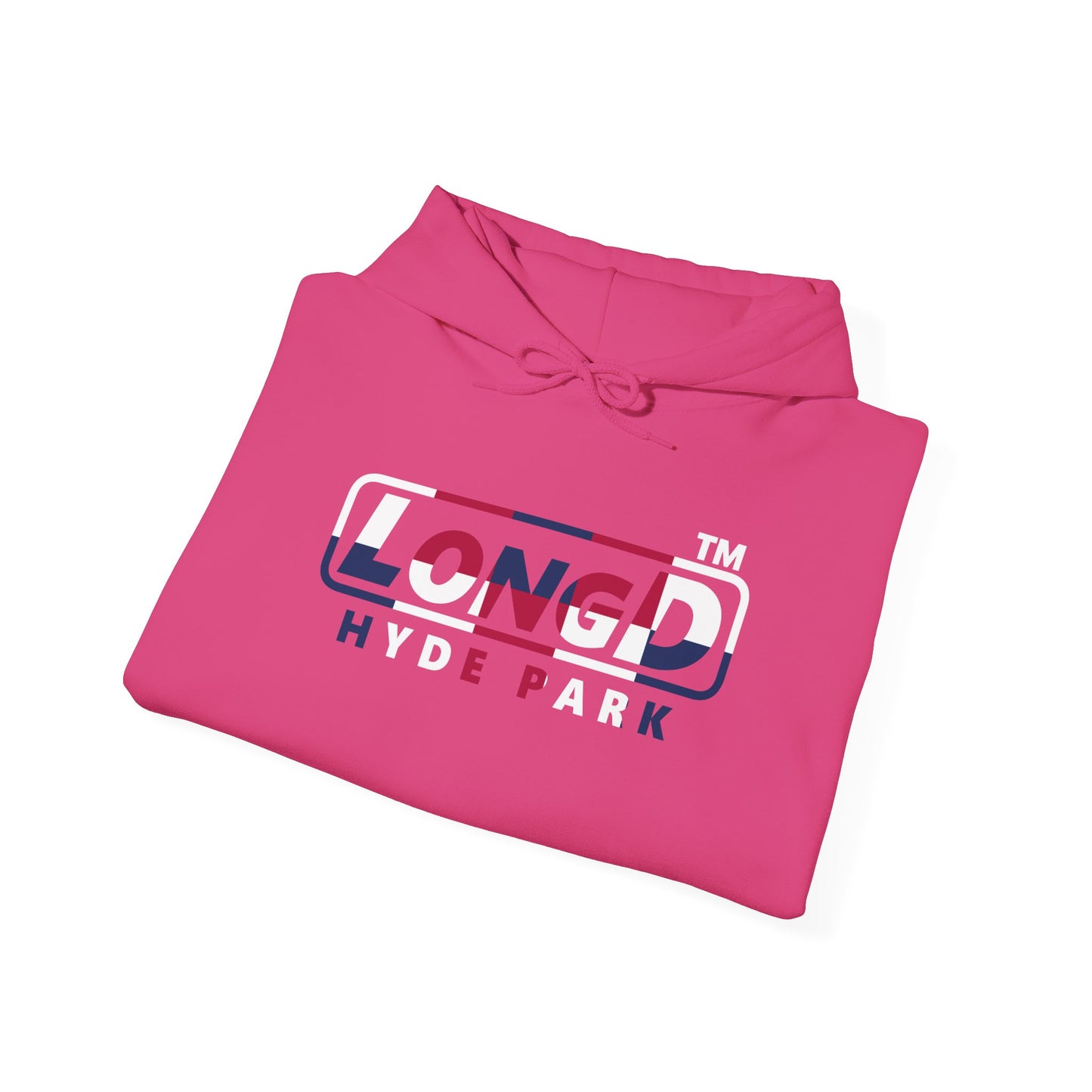 LongD® positive 2x5 Hyde Park logo hoodie (patriotic colors)