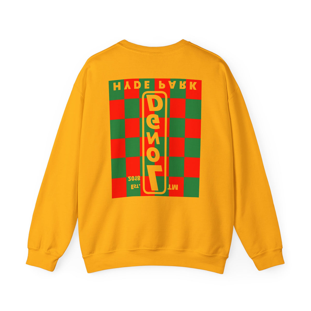 LongD Hyde Park negative upright checkered front-back logo (Xmas colors) crewneck sweatshirt