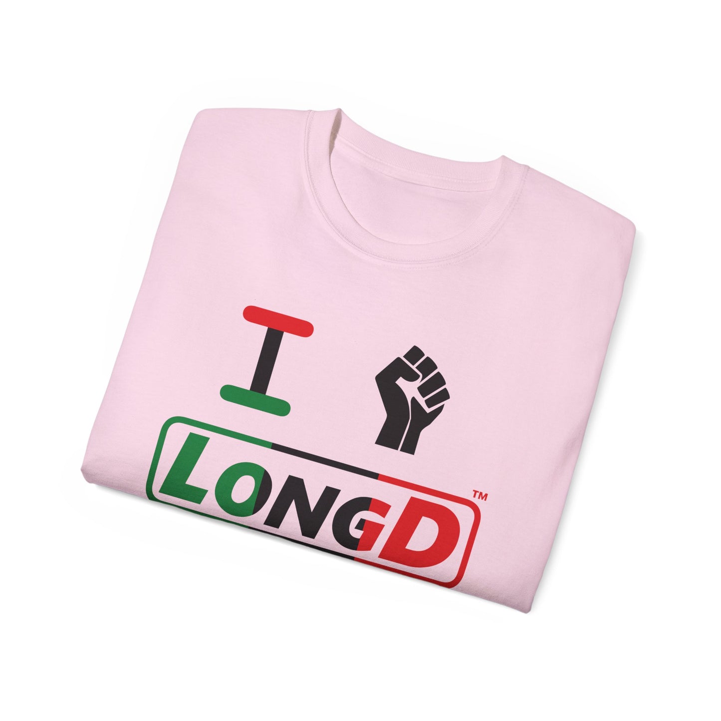 I Fist LongD® Logo Cotton Tee Juneteenth black fist positive thirds text
