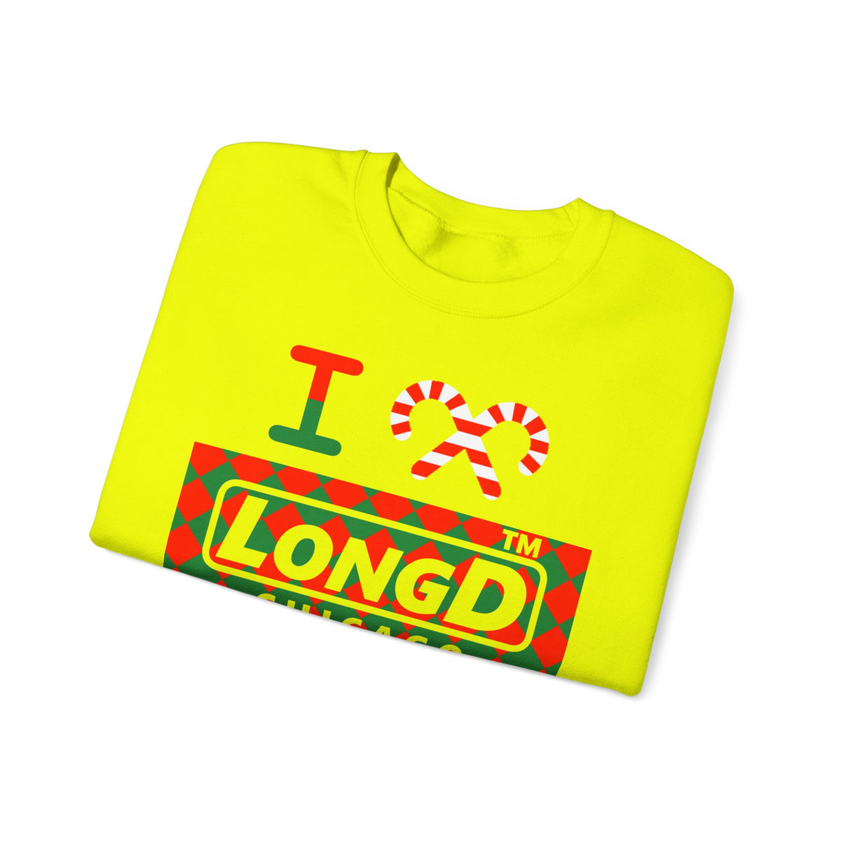 I candy cane LongD Chicago negative argyle logo crewneck sweatshirt