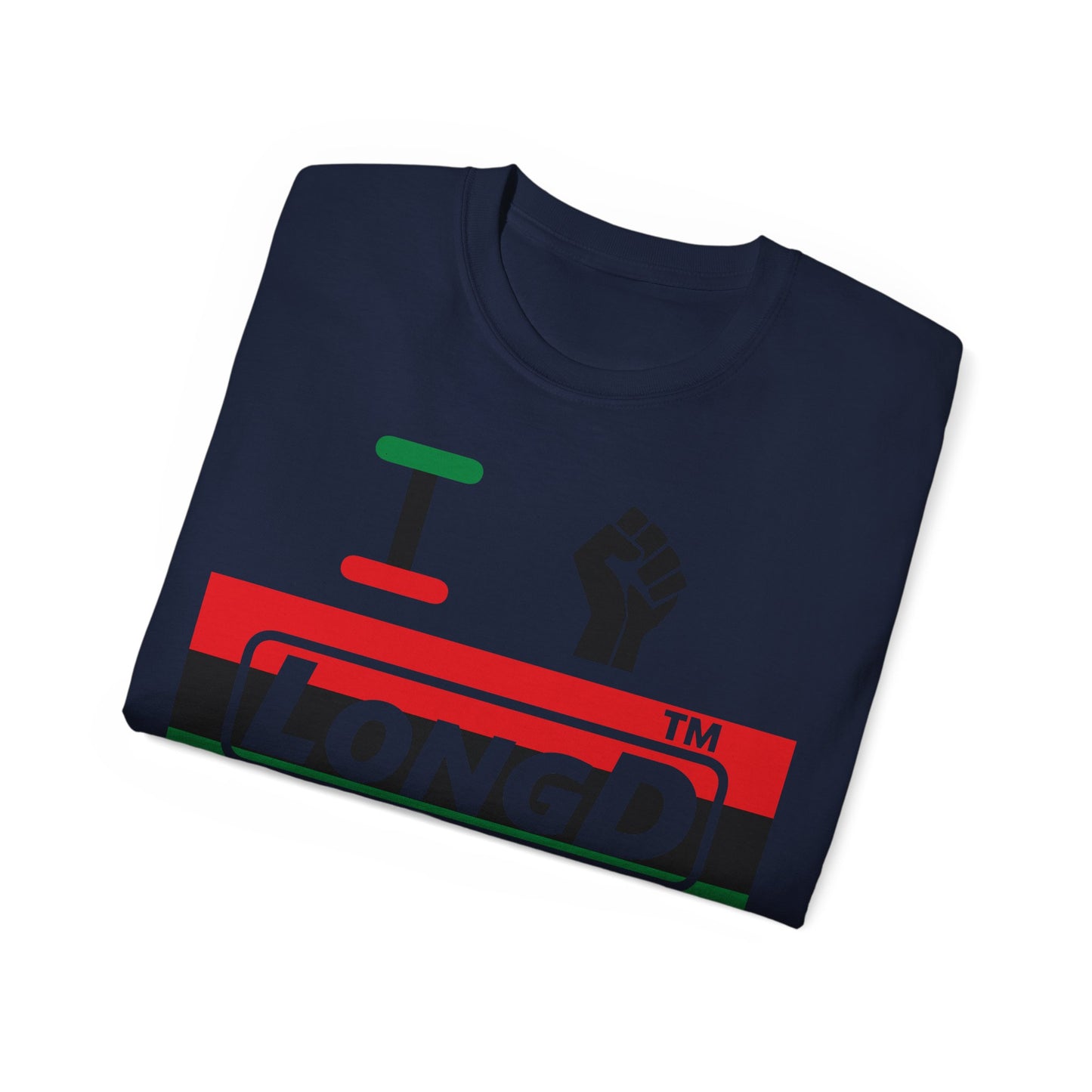 I fist LongD negative horizontal 3-striped Hyde Park logo cotton tee
